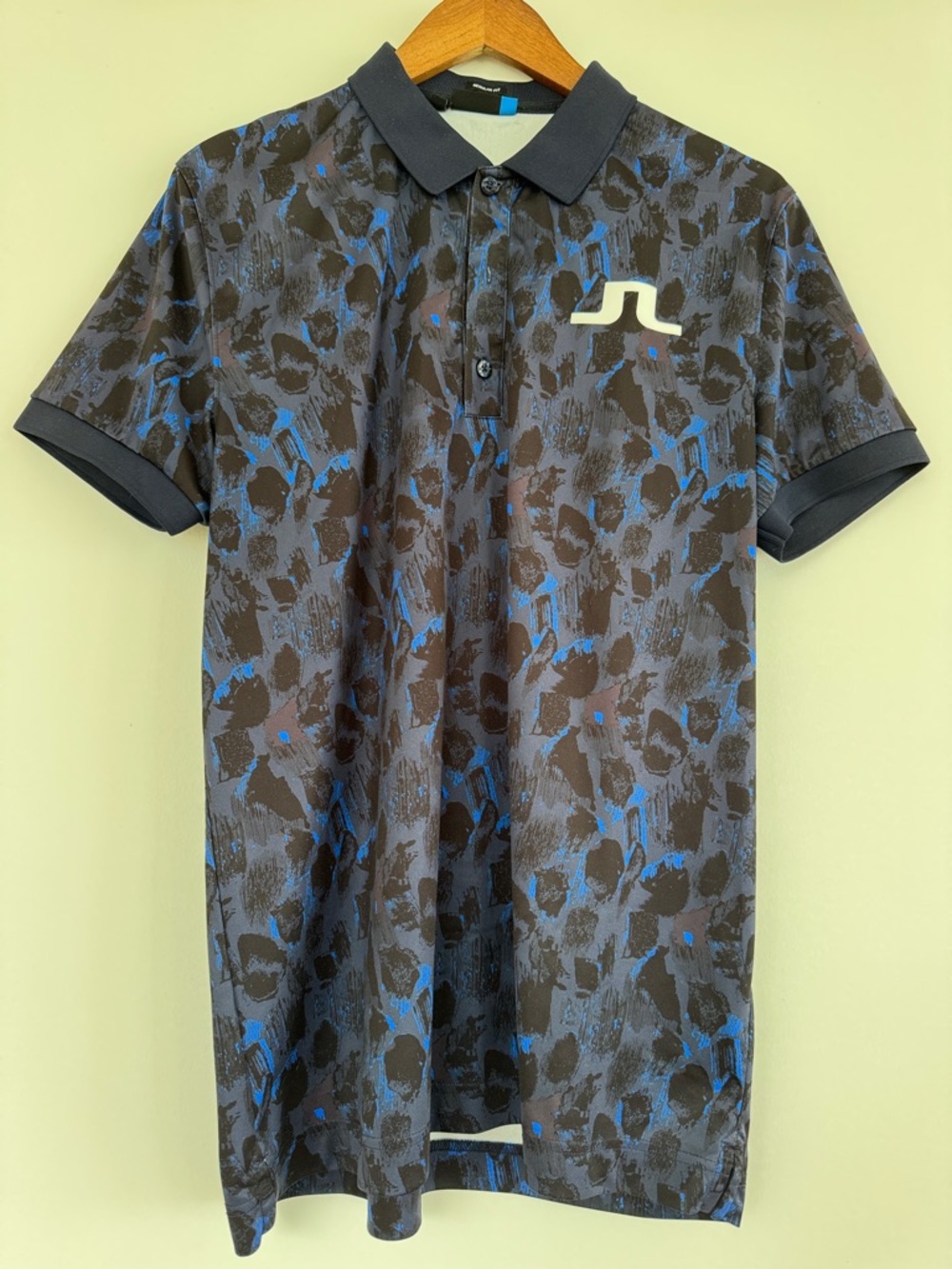 J.Lindeberg Black & Blue Abstract Print Polo
